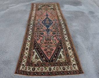 Alfombra turca, alfombra de pasillo de 10 x 25 cm, alfombra vintage, alfombra kurda antigua, alfombras para pasillo, alfombra roja de 1 x 2,9 m, alfombra colorida, alfombra tribal de lana.
