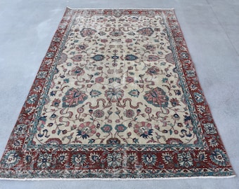 ヴィンテージ トルコ絨毯 ベージュ 7 x 10 フィート 209 x 318 cm