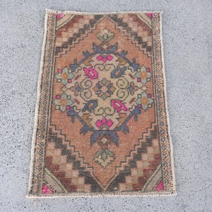 Turkish Rug, 2x3 Small Rug, Vintage Rug, Oushak Rugs, Rugs For Bathroom, 1.5x2.5 ft Orange Rug, Colorful Vintage Oushak Rug, Kids Rugs,