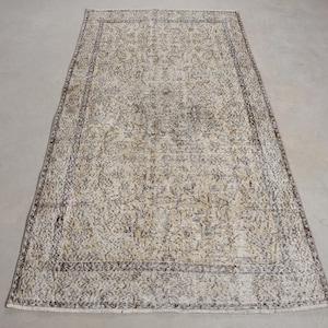 Turkish Rug, Vintage Rug, 4x7 Area Rug, Antique Rug, Rugs For Living Room, 3.6x6.8 ft Beige Rug, Vintage Oushak Rug With Fringe, Wool Rug,
