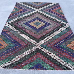 Large Kilim, Vintage Kilim, Turkish Kilim, Embroidered Kilim, Rugs For Dining Room, 5.5x9.1 ft Brown Kilim, Authentic Vintage Turkish Kilim,
