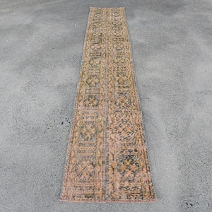 Vintage Rug, Patchwork Rug, Turkish Rug, 2x10 Runner Rug, Antique Rug, Rugs For Hallway, 1.7x9.1 ft Orange Rug, Distressed Turkish Rug