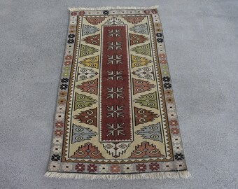 Alfombras pequeñas de 3x5, alfombra turca, alfombra vintage, alfombra anatolia, alfombras para baño, alfombra beige de 2.4x4.4 pies, alfombra decorativa, decoración vintage, alfombra de lana.