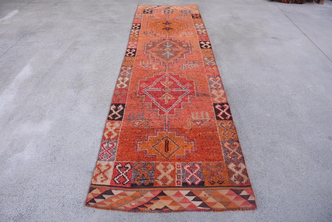 Vintage Rug, 4x12 Runner Rugs, Herki Rug, Turkish Rug, Decorative Rug ...
