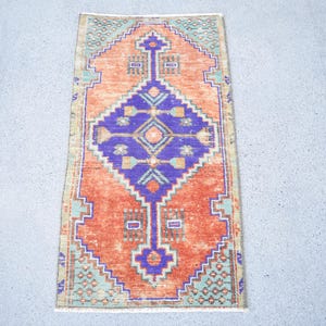 2x3 Small Rugs, Turkish Rug, Vintage Rug, Antique Wool Rug, Rugs For Bathroom, 1.5x2.9 ft Orange Rug, Authentic Turkish Rug, Door Mat Rug,