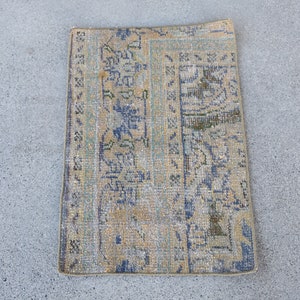 Vintage Rug, 2x3 Small Rugs, Turkish Rug, Antique Rugs, Rugs For Bathroom, 1.5x2.5 ft Yellow Rug, Oushak Wool Rug, Handmade Door Mat,