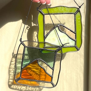 Mountain Stained Glass Suncatcher: Custom Nature Art