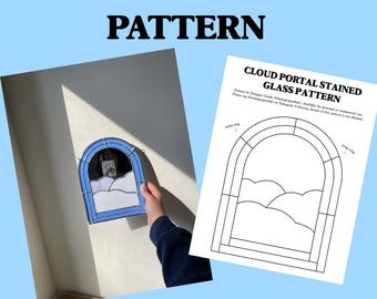Patrón de vitral con espejo de portal de nubes / Descarga digital