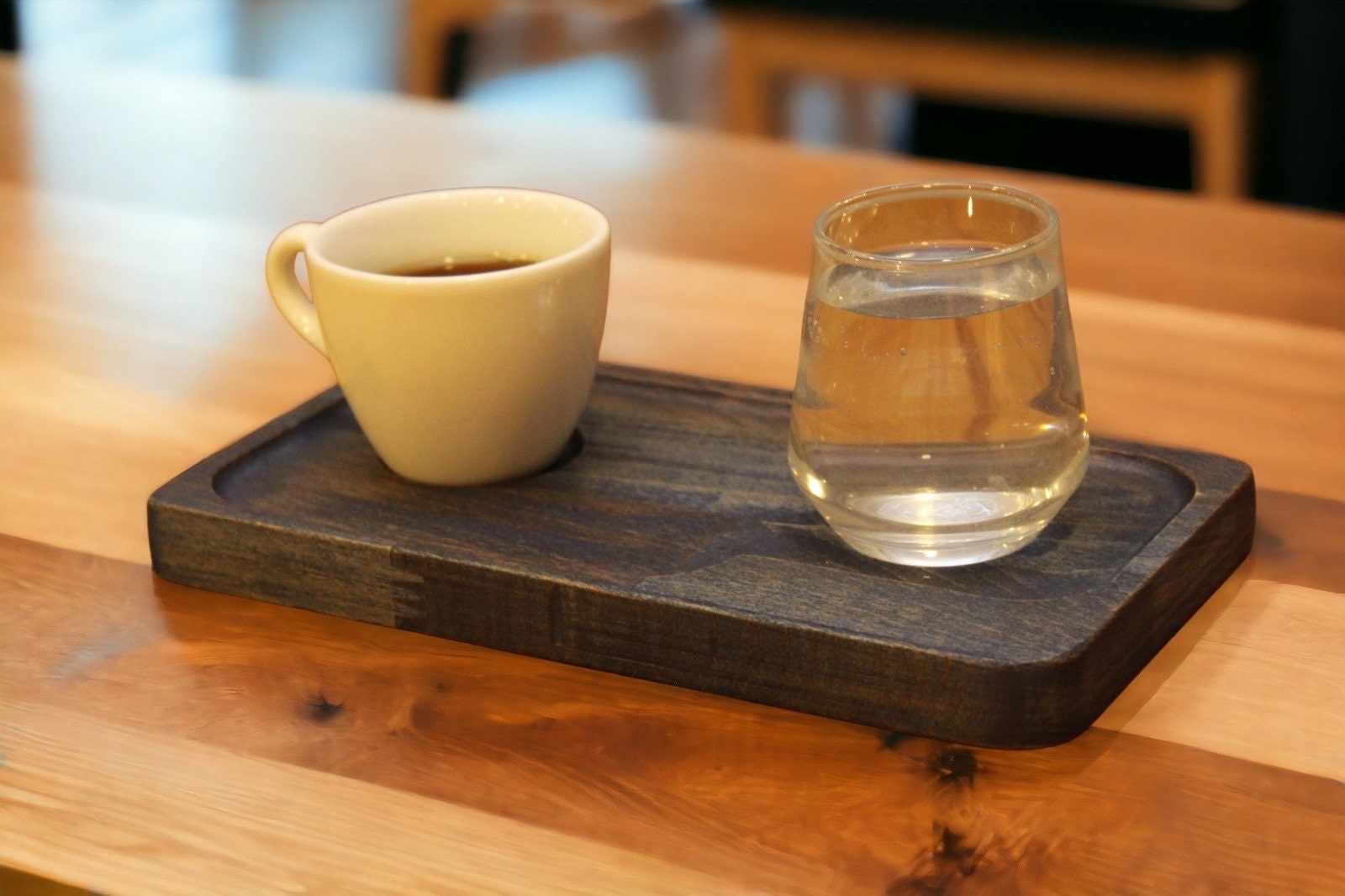 Coffee Serving Tray, Chic Serving Platter for Arabica And Espresso, Wooden Serving Tray