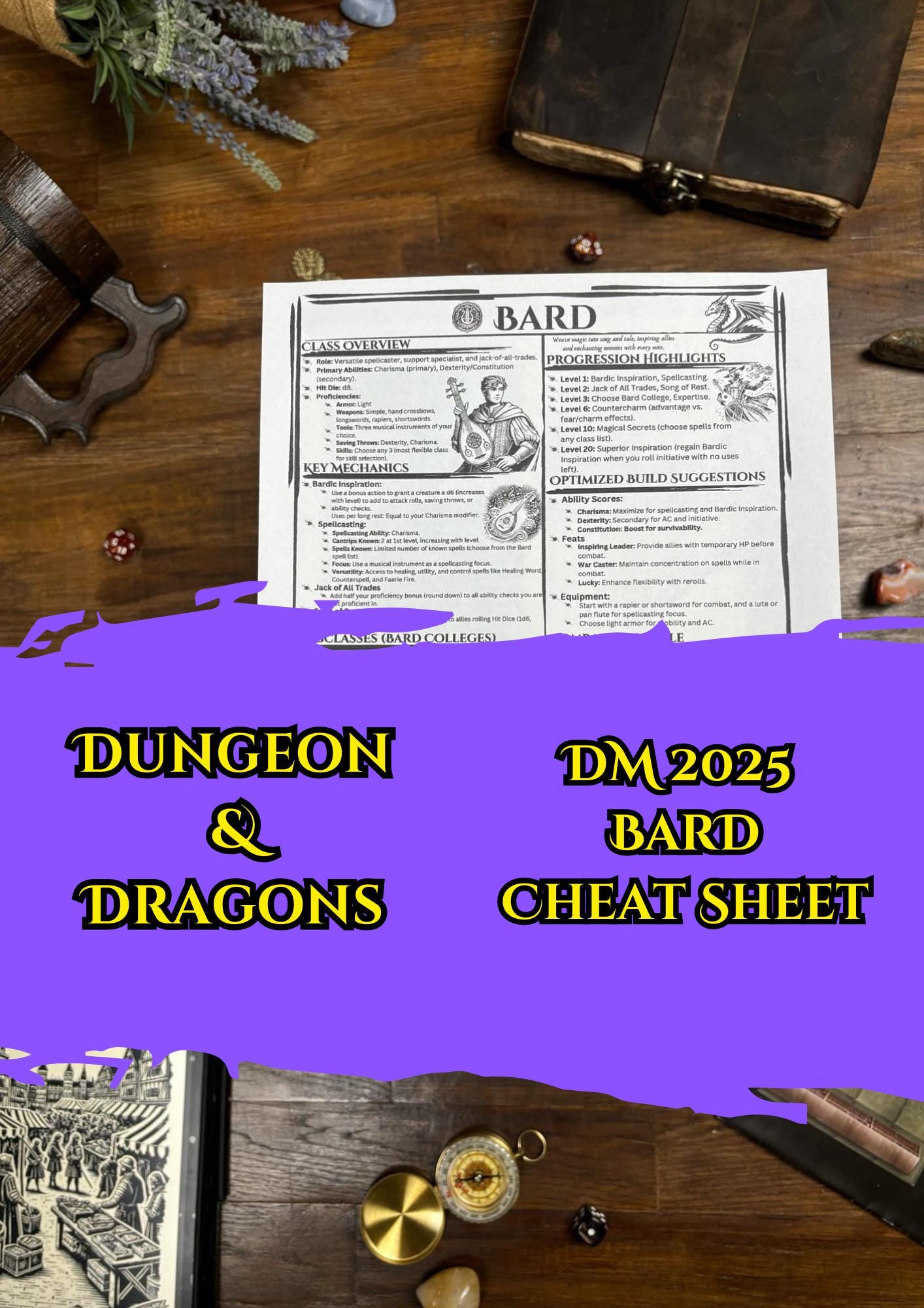Bard Class Codex – Dungeons & Dragons 5e Cheat Sheet SRD Compliant - Etsy
