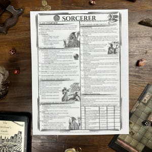 Sorcerer Class Codex – Dungeons & Dragons 5e Cheat Sheet Zgodny z SRD