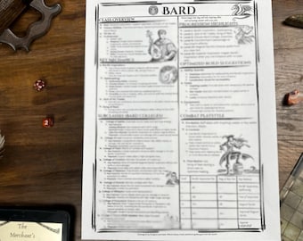 Barde Class Codex – Dungeons & Dragons 5e Spickzettel SRD-konform