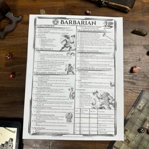 Barbarian Class Codex – Dungeons & Dragons 5e Cheat Sheet SRD Compliant