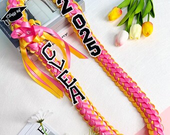 Custom Class of 2025 Graduation Lei: Personalized Satin Ribbon Garland