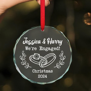 Engagement Christmas Ornament, Personalized First Xmas Keepsake, Custom Ornament, Couples Ornament, Anniversary Gift, We&#39;re Engaged Ornament
