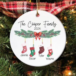 Personalized Family Christmas Ornaments, Ornaments for Christmas 2024, Xmas Stocking Ornament, Customizable Family Gift, Holiday Ornament