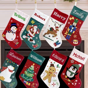 Christmas Stocking, Personalized Holiday Stocking, Custom Stocking with Name, Embroidery Velvet Stocking for Family, Christmas Decor Gift