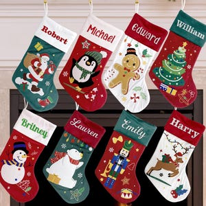 Christmas Stocking, Personalized Holiday Stocking, Custom Stocking with Name, Embroidery Velvet Stocking for Family, Christmas Decor Gift