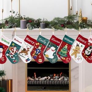 Custom Luxury Velvet Stocking, Christmas Stockings, Personalized Embroidered Name Stocking for Family, Holiday Stocking, Christmas Decor