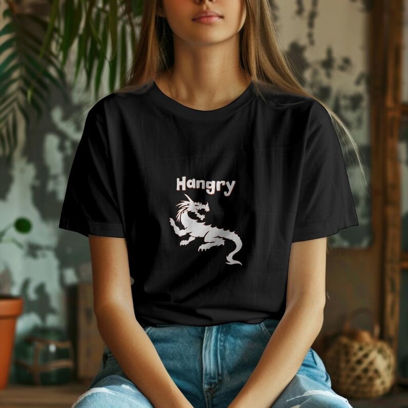 Hangry Dragon Funny Tshirt Holiday Party Hungry Teenager Masculine Man