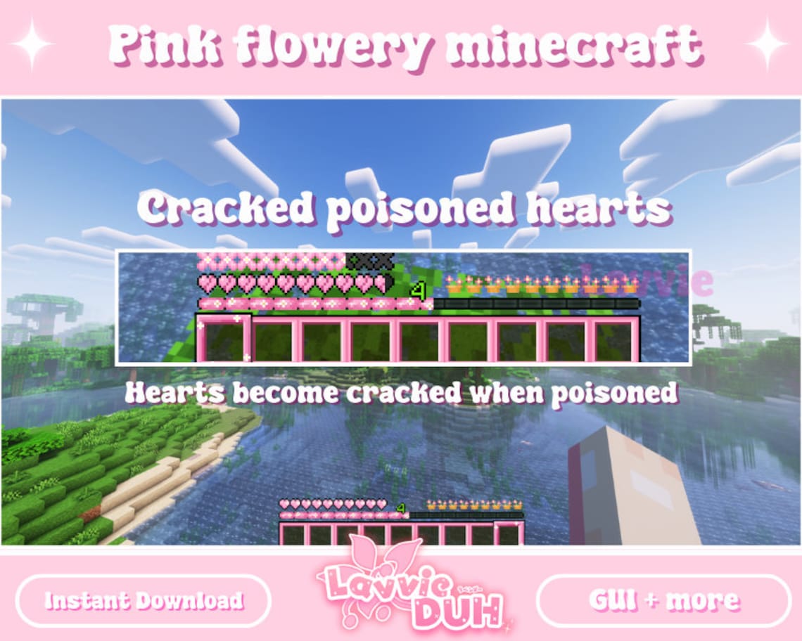 Pink Flowery Minecraft GUI + More Texture Pack! Versions 1.20.1 and ...