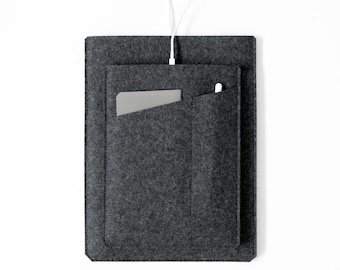 Made in the USA - iPad Sleeve with Apple Pencil Pocket - Charcoal Felt for 10.5", 11", 12.9" iPad Pro, 10.2" iPad or 9.7" iPad Pro/Air