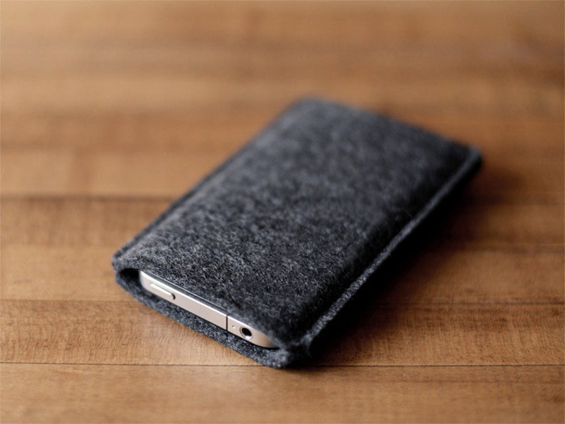 Felt iPhone Case Charcoal Felt for iPhone 11/12/13 Pro, iPhone 14/15 Pro Max Made in the USA of 100% wool felt image 3