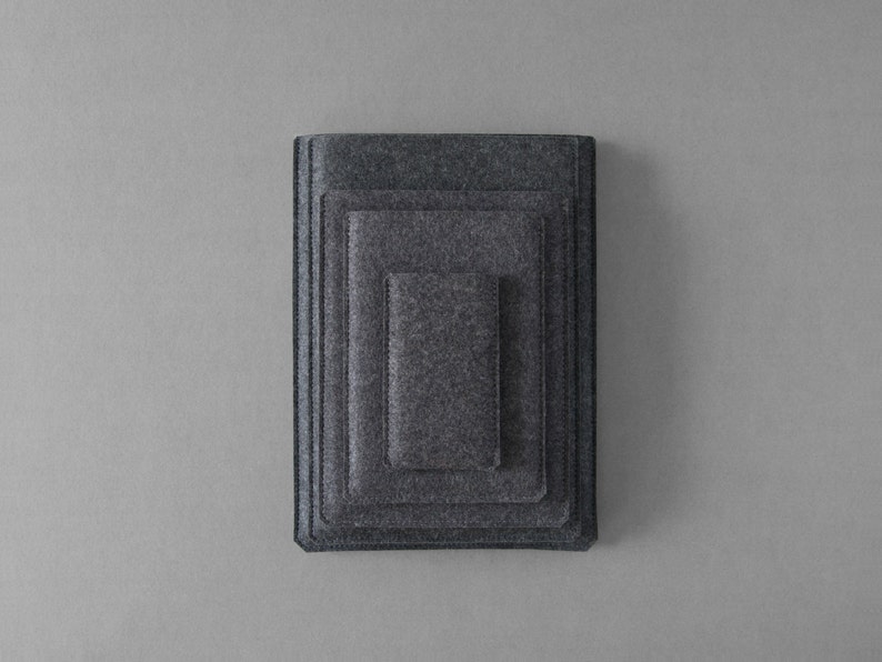 Felt iPhone Case Charcoal Felt for iPhone 11/12/13 Pro, iPhone 14/15 Pro Max Made in the USA of 100% wool felt image 4