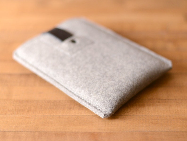 Kindle Sleeve Grey Felt and Black Leather for Kindle Oasis, Kindle Paperwhite, Kindle Voyage & Kindle 8, Made in the USA image 3