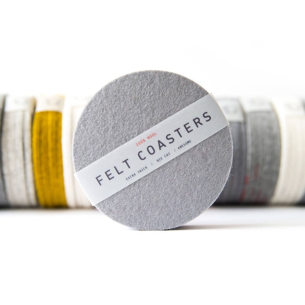 Felt Round Coaster - 100% Wool Felt, Set of Two or Set of Four - Multiple Colors