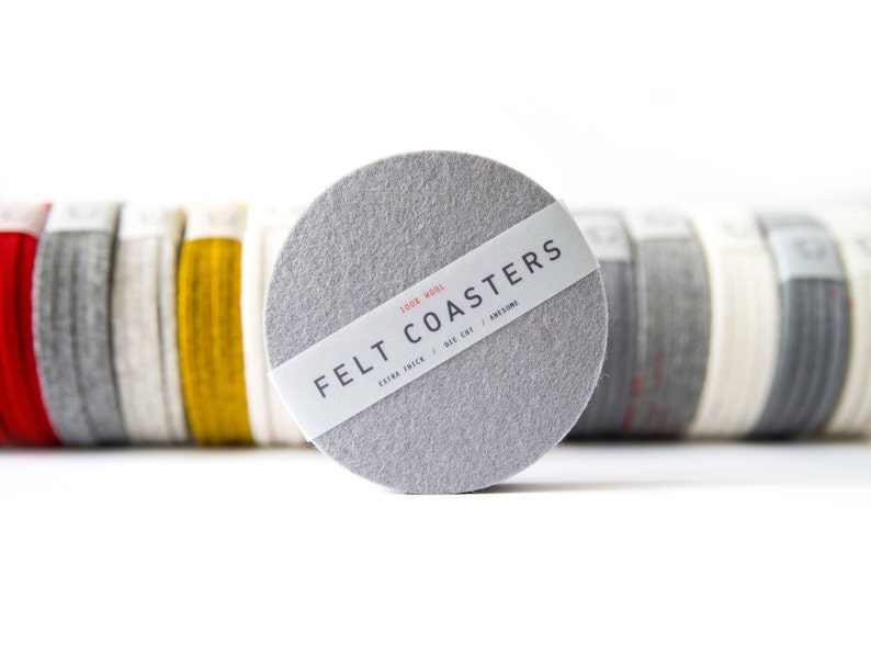 Felt Round Coaster 100% Wool Felt, Set of Two or Set of Four Multiple Colors image 1