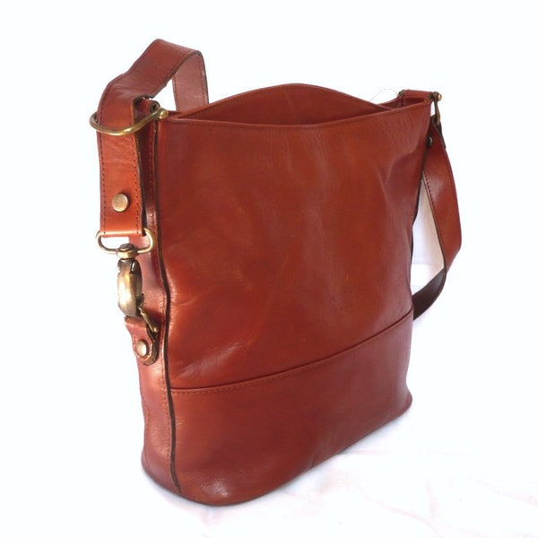 FRANCINE French Vintage Brown Leather Shoulder Bag