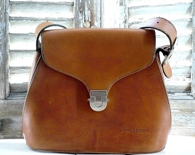 French LANCASTER Honey Brown Leather Shoulder Bag Etsy