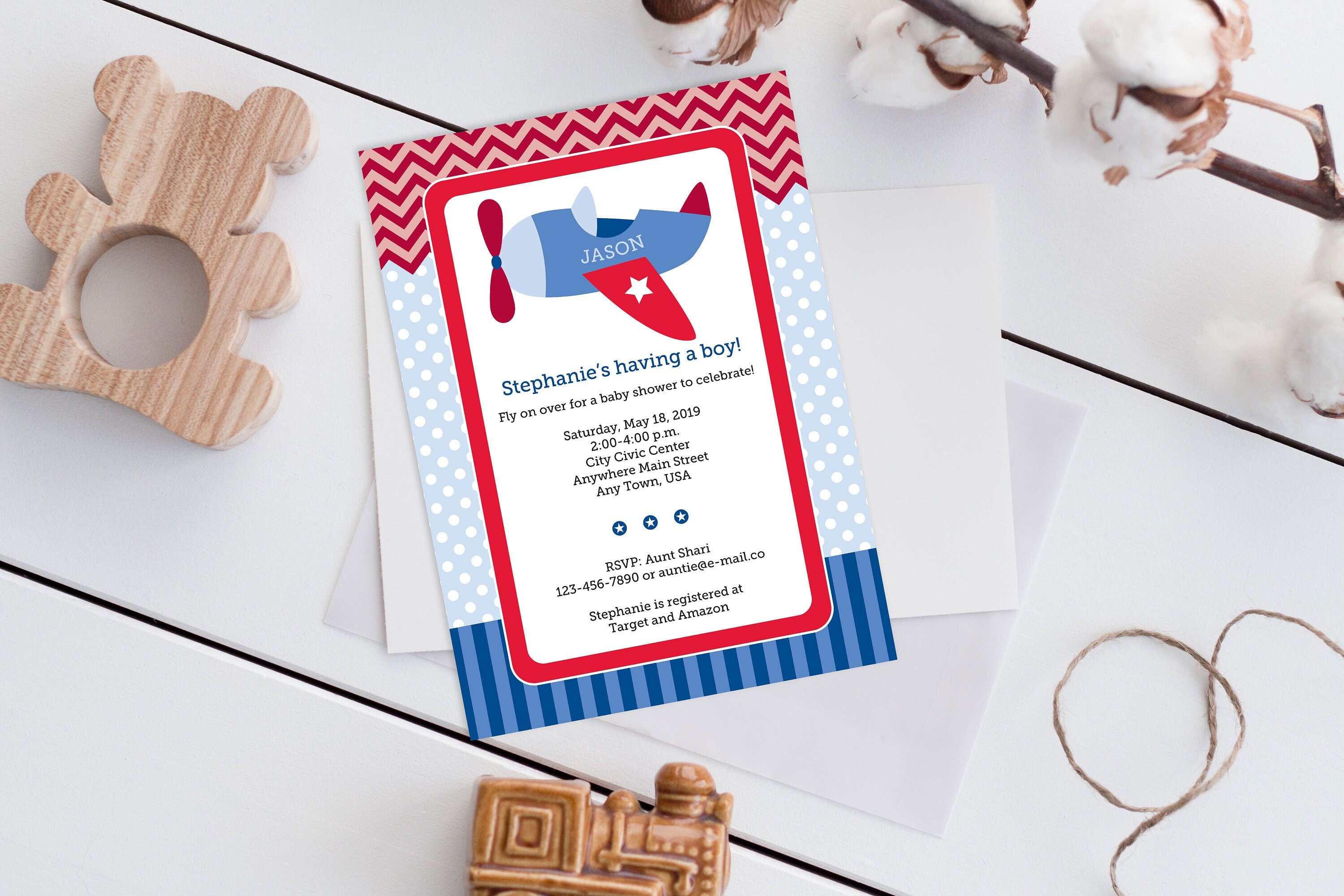 Airplane Baby Shower Invitation - Etsy