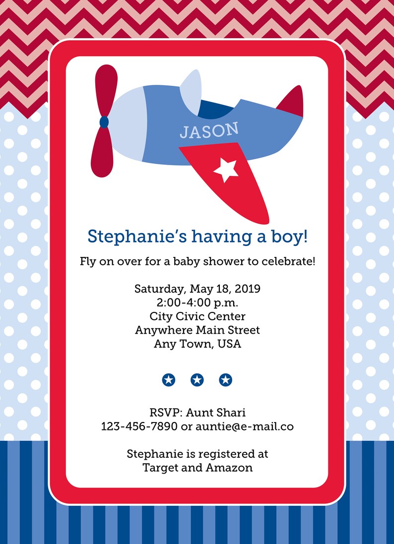Airplane Baby Shower Invitation - Etsy