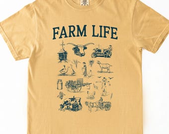 Vintage Farm Animal Graphic Tee, Comfort Colors® Farmer T-Shirt, Rancher Gift for Him, Retro Country Top