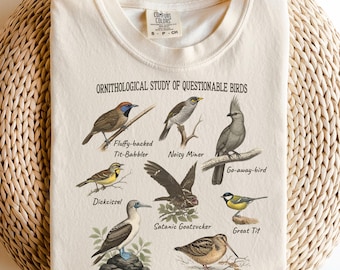 Funny Bird Comfort Colors Shirt, Vintage Ornithology Joke Tee for Bird Watchers, Meme Gift for Nature Lover