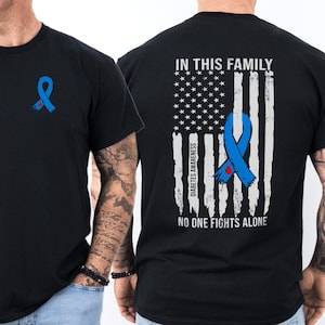 Diabetes Awareness Shirt, Type 1 Diabetes Awareness Gift for Father, Proud Dad of a T1D Warrior Tee, Blue Ribbon Family Support T-Shirt