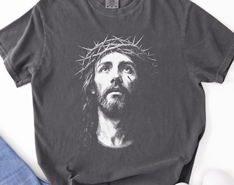 Christian Jesus Shirt, Retro Jesus Graphic T-Shirt, Faith Shirt for Men, Easter Gift, Comfort Colors 1717, Vintage Religious Streetwear