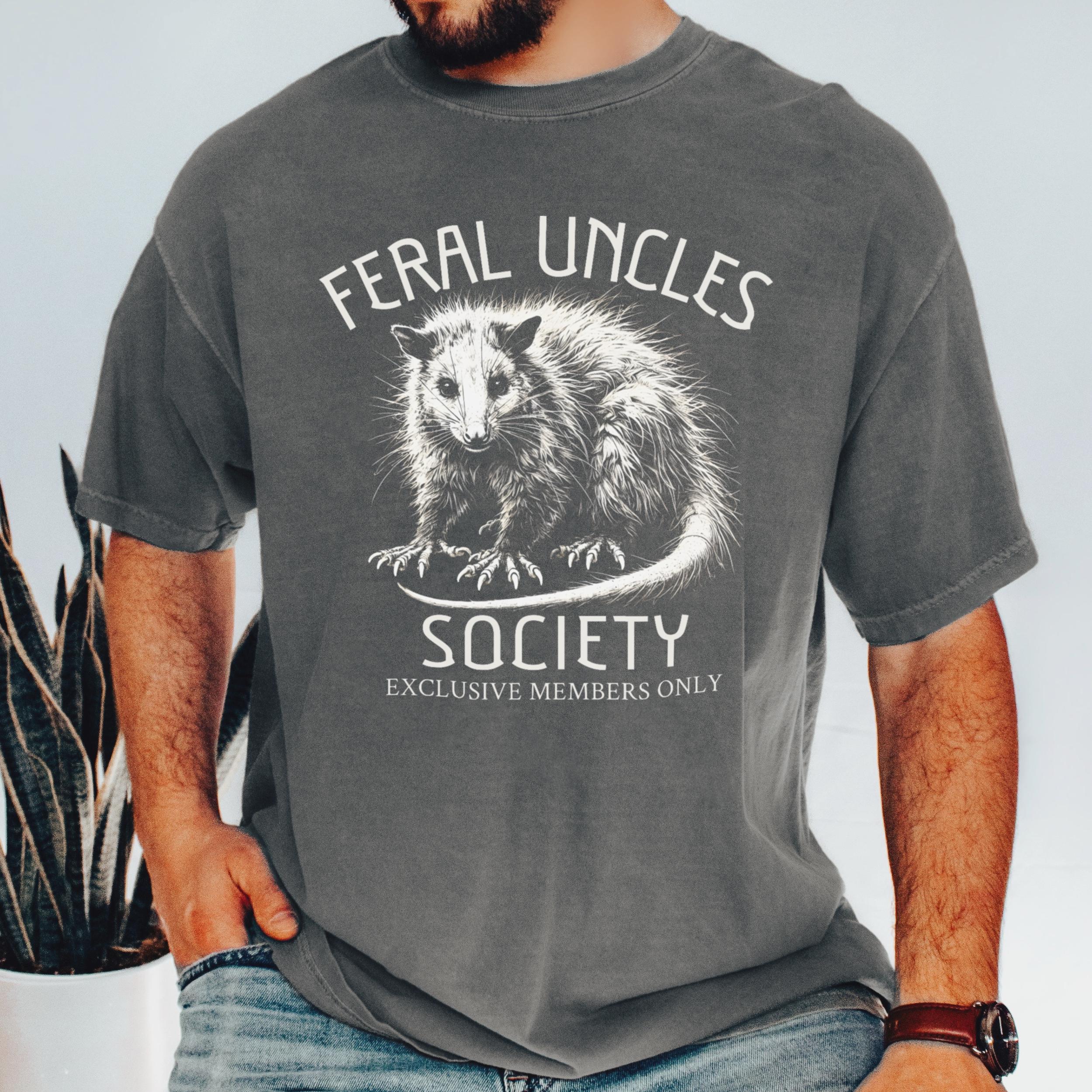 Feral Uncles Society Shirt - Funny Uncle Comfort Colors Tee, Vintage Possum Gift for Cool Uncle, New Uncles T-shirt for Brother In Law