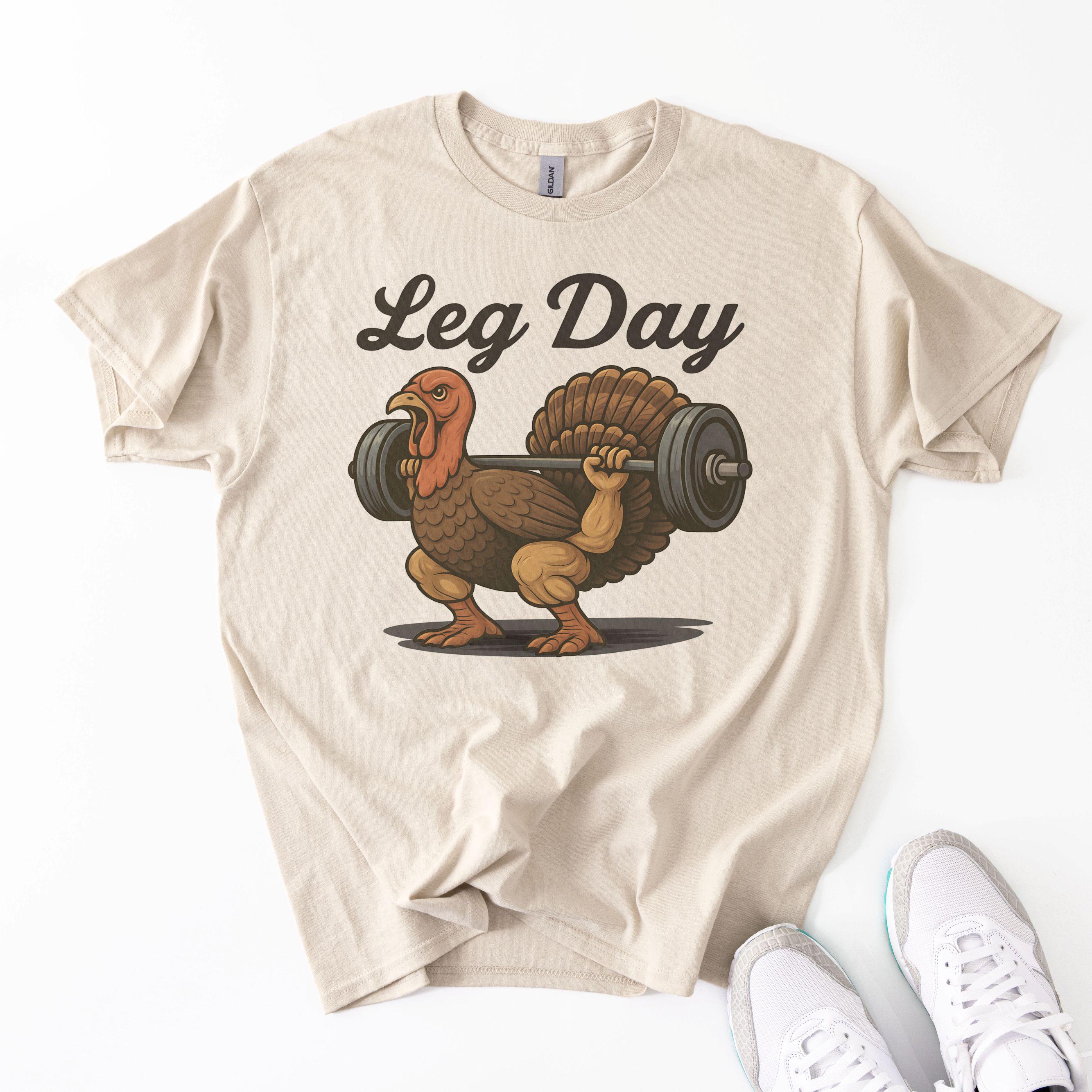 Anbech Women's "Today Is Leg Day" Thanksgiving T-Shirt - Funny Turkey Graphic Tee (Black)