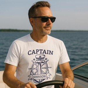 Personalized Captain Shirt - Custom Boat Captain T-Shirt, Boat Owner Gift, Funny Boating Shirt Men, Gift for Dad, Personalized Sailer Tee image 4
