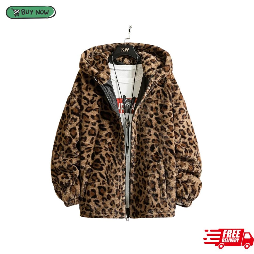 Fashion Leopard Loose Loose Cashmere Warm Jacket