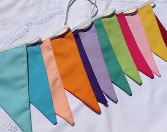 12 flag Rainbow Flag Bunting / Fabric Garland / Banner, summer parties, office and birthday parties, photo prop