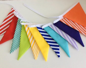 12 flag Rainbow Flag Bunting / Fabric Garland / Banner, garden parties, birthday parties, photo prop