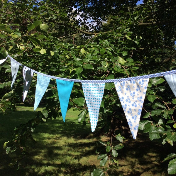 Pretty Blue Bunting / Flag / Garland - Blue and Turquoise Shades - 2.5m or 98" long