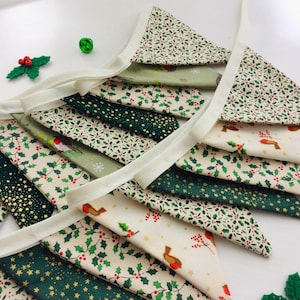 Christmas Bunting in a green Scandi design with 12 small flags- Christmas tree decoration, scandi bunting now in two colours