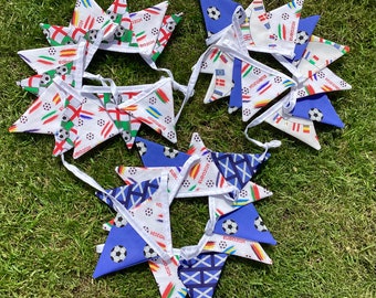 Euro2024 bunting, 3 designs to choose from England Scotland and Europe,  12 double sided flags small size shown available in two sizes