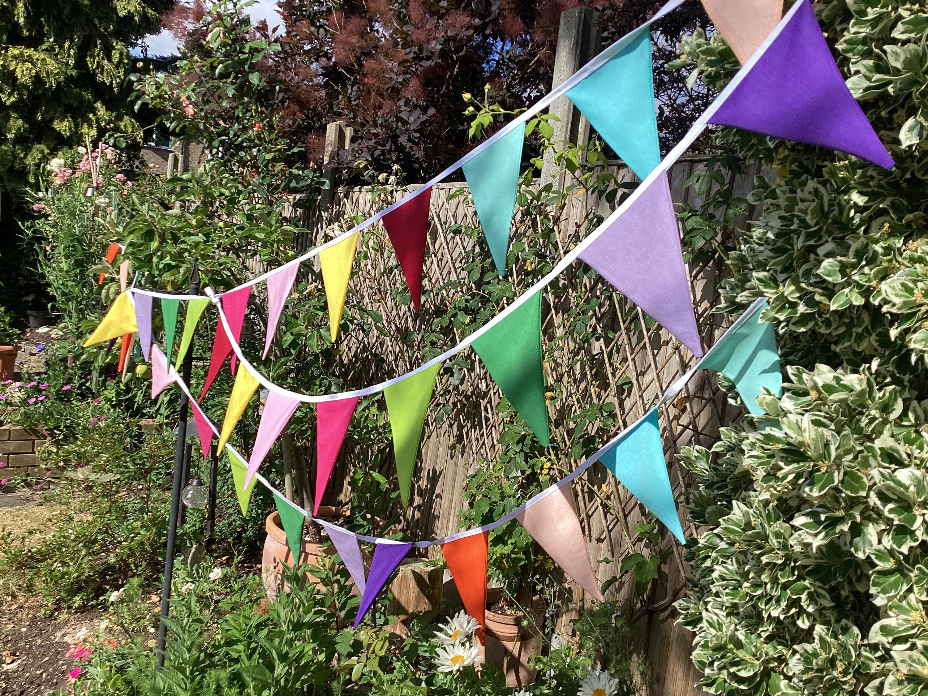 Rainbow Fabric Bunting 30 Feet Long - ROYGB Purple Pride Party Wedding Decor