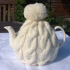 Aran knitted tea cosy  fits 4-6 cup pot